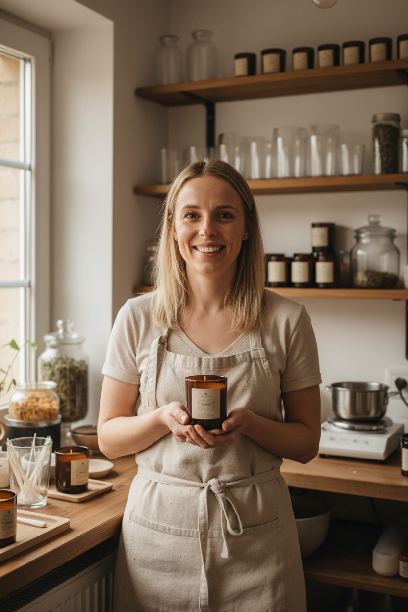 portret wśród świec tworzonych ręcznie