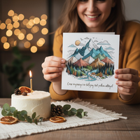 Ekologiczna Kartka Urodzinowa z Górami – Kartka Okolicznościowa z Recyklingu z Eko Kopertą